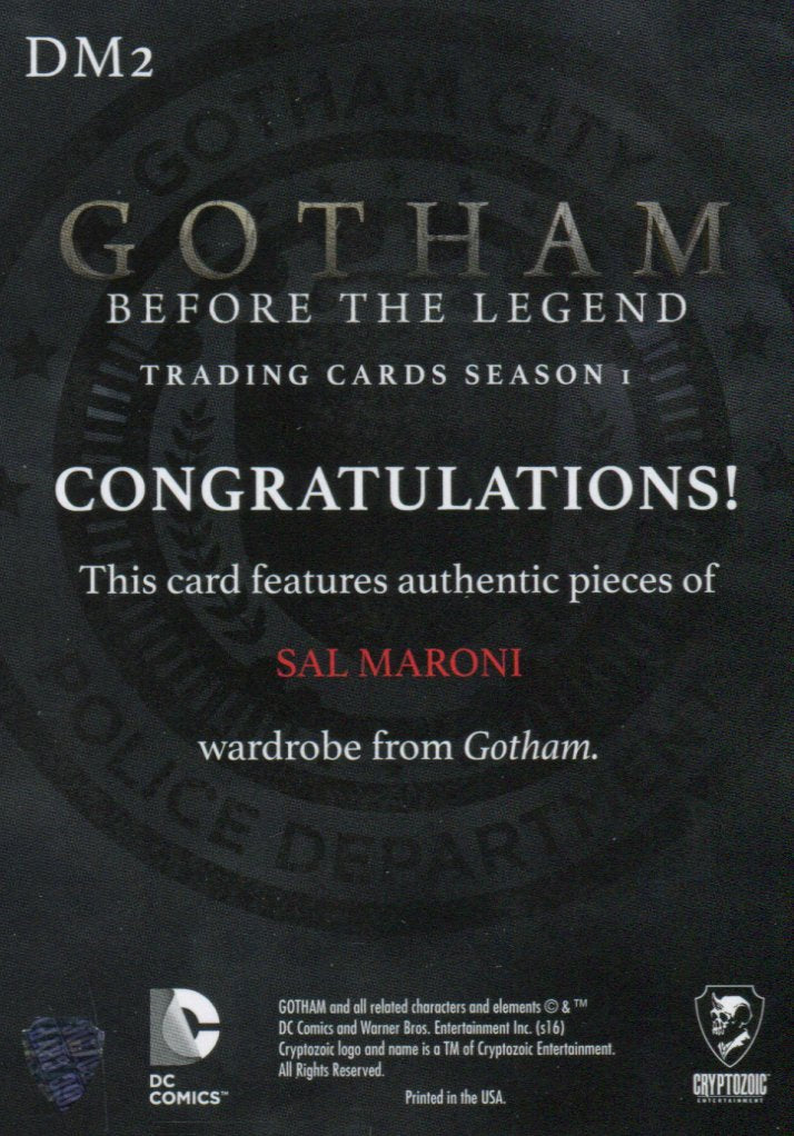 2016 Gotham Season 1 Sal Maroni Dual Wardrobe Costume Card DM2   - TvMovieCards.com