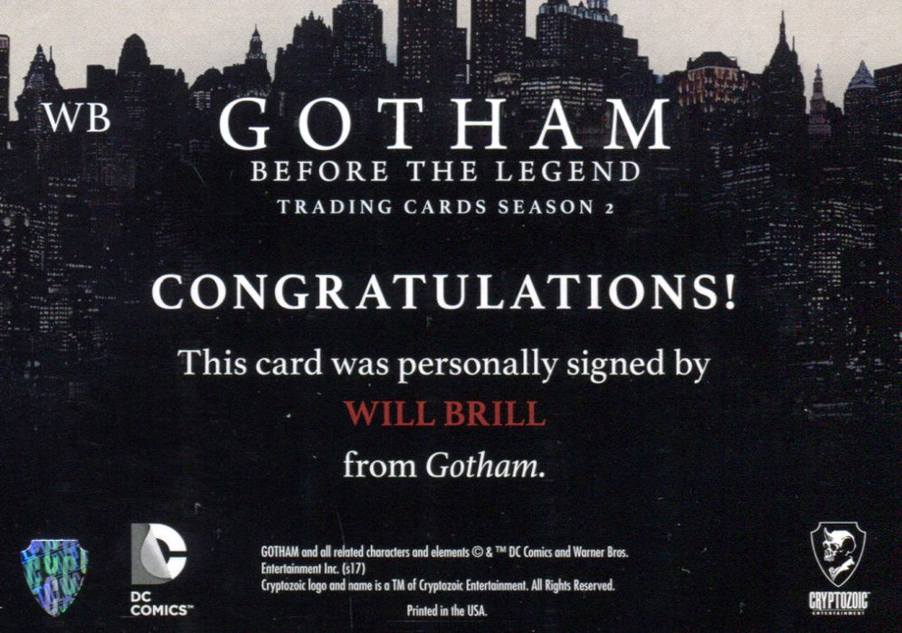 2017 Gotham Season 2 Will Brill as Arnold Dobkins Autograph Card WB   - TvMovieCards.com