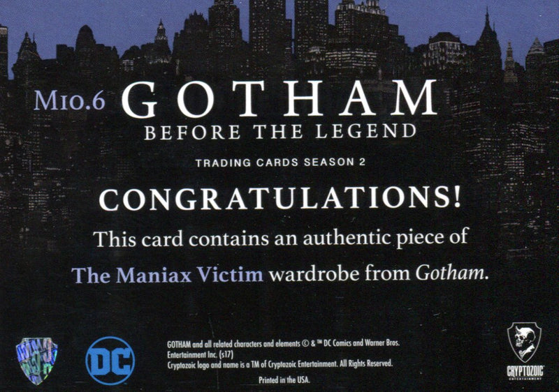 2017 Gotham Season 2 The Maniax Victim Wardrobe Costume Card M10.6 - TvMovieCards.com