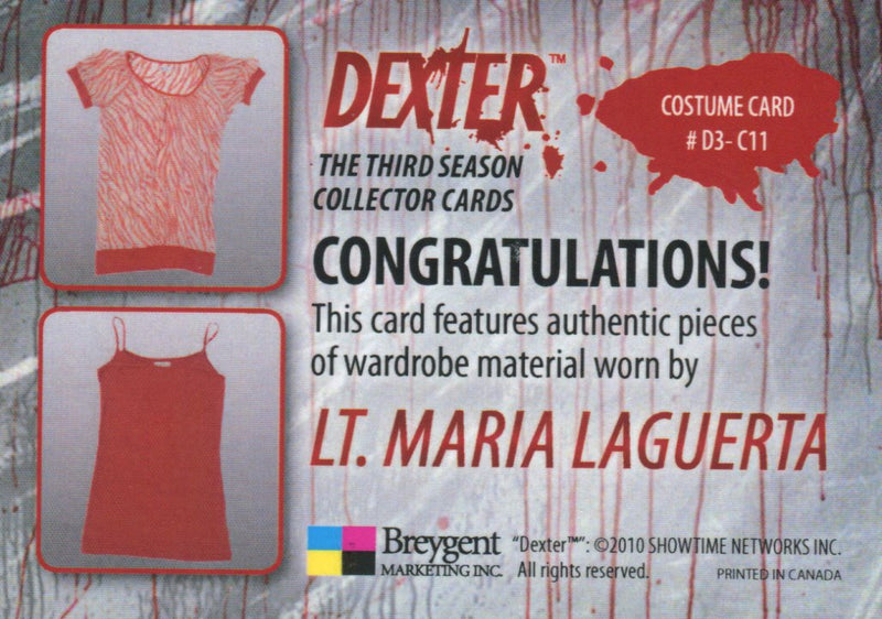DEXTER Season 3 Double Wardrobe Costume Card D3-C11   - TvMovieCards.com