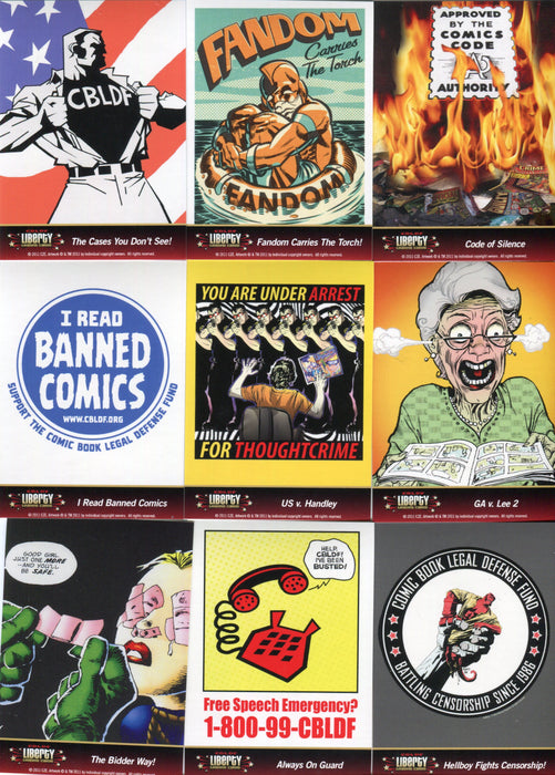 Comic Book Legal Defense Fund Liberty Puzzle Stickers Chase Card Set 9 Cards   - TvMovieCards.com