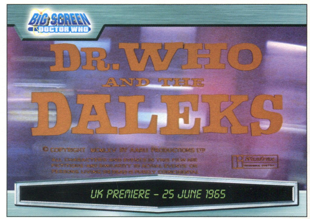 Doctor Who and the Daleks Big Screen Additions DVD Card Set 45 Cards Strictly In   - TvMovieCards.com