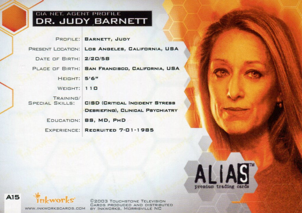 Alias Season 2 Patricia Wettig as Dr. Judy Barnett Autograph Card A15   - TvMovieCards.com