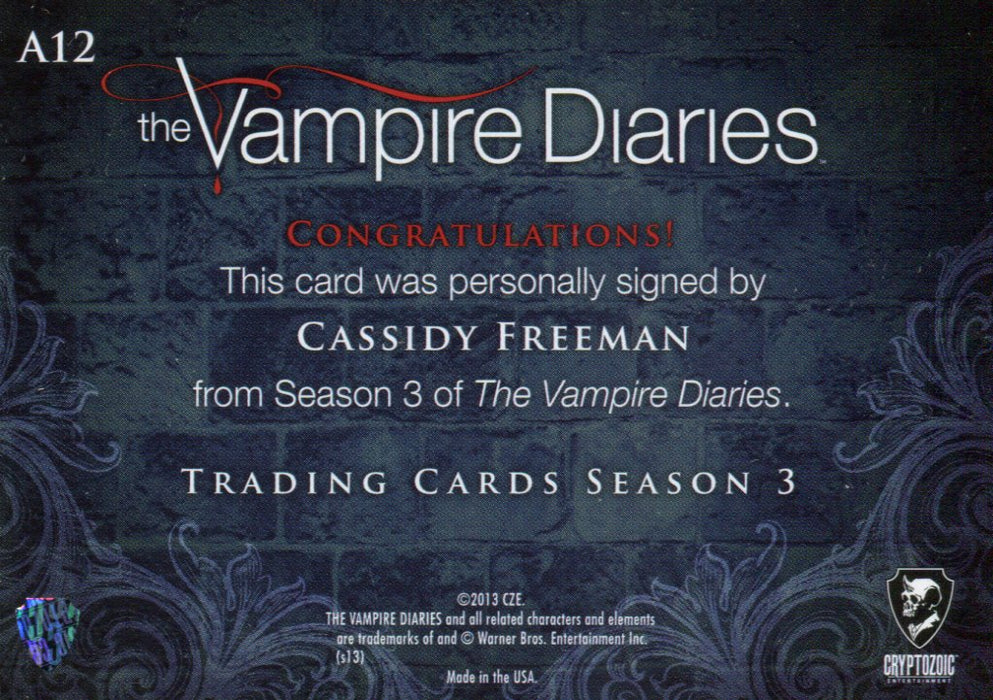 Vampire Diaries Season Three Cassidy Freeman as Sage Autograph Card A12   - TvMovieCards.com