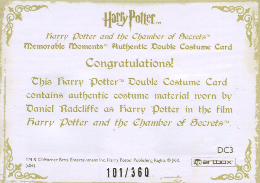 Harry Potter Memorable Moments Harry Potter Double Costume Card HP DC3 #101/360   - TvMovieCards.com