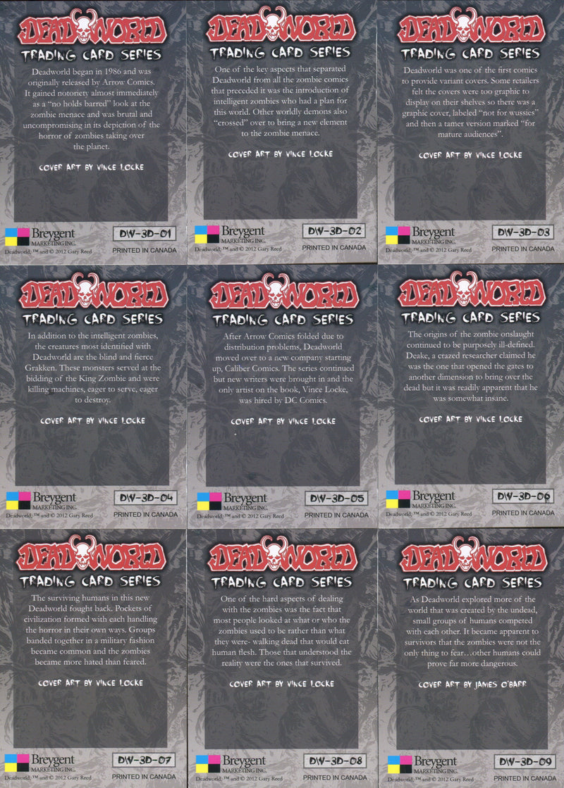 Dead World 3-D Lenticular Chase Card Set 15 Cards Breygent 2012 DEADWORLD   - TvMovieCards.com