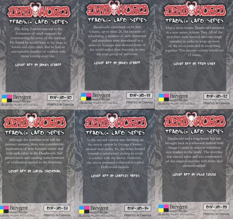 Dead World 3-D Lenticular Chase Card Set 15 Cards Breygent 2012 DEADWORLD   - TvMovieCards.com