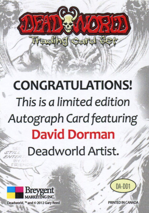 Dead World David Dorman Autograph Card Breygent 2012 DEADWORLD   - TvMovieCards.com