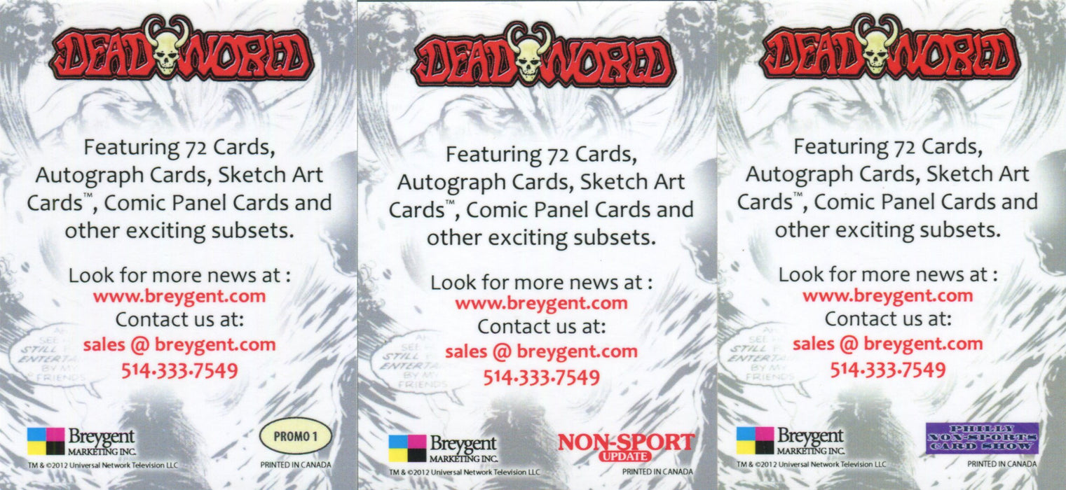 Dead World Promo Card Lot 3 Cards  Breygent 2012 DEADWORLD   - TvMovieCards.com