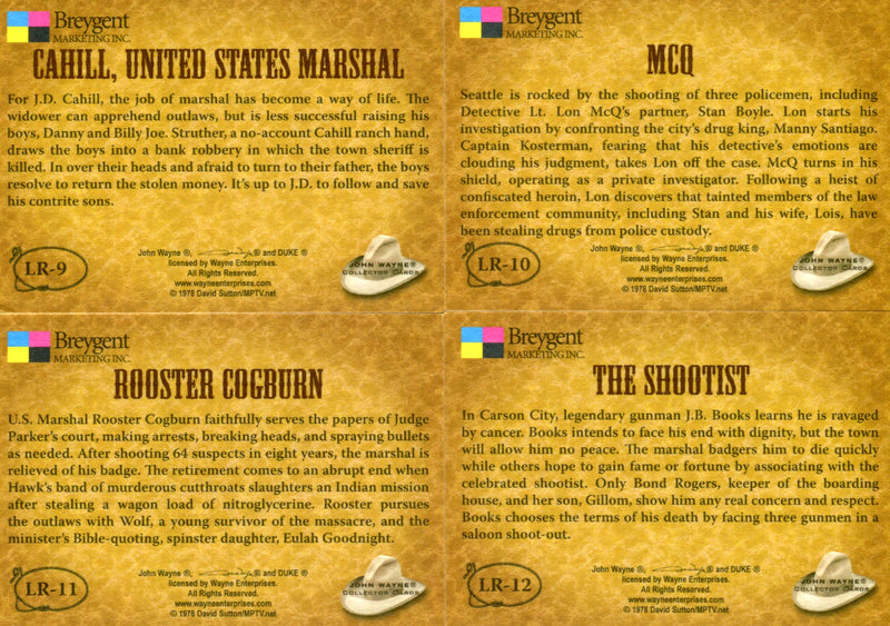 John Wayne The Duke Leading Roles Holofoil Chase Card Set 12 Cards Breygent   - TvMovieCards.com