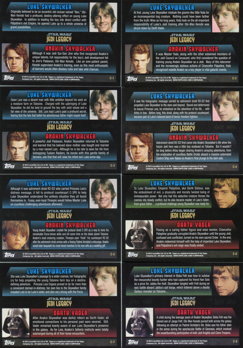 Star Wars Jedi Legacy Connections Chase Card Set 15 Cards C-1 thru C-15 Topps   - TvMovieCards.com