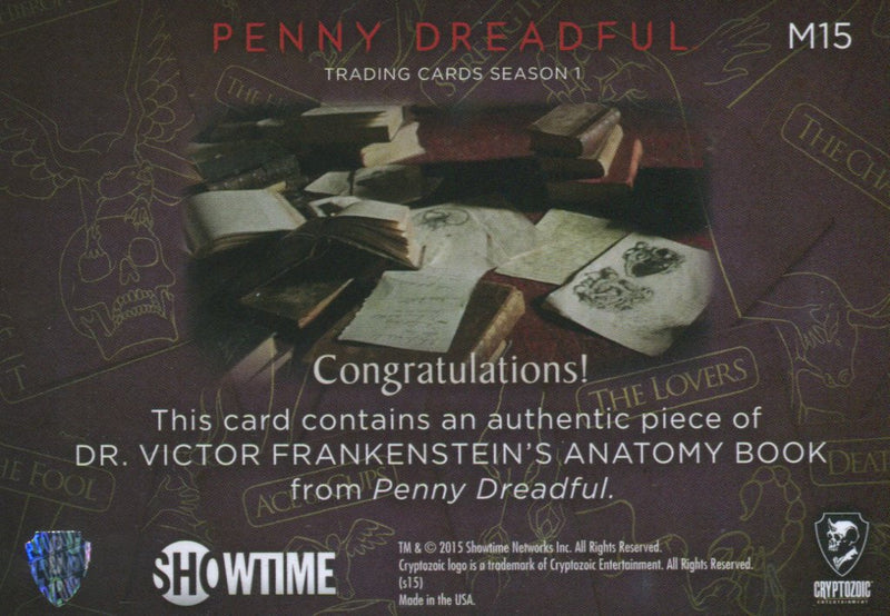 2015 Penny Dreadful Season One Anatomy Book Memorabilia Prop Card M15   - TvMovieCards.com