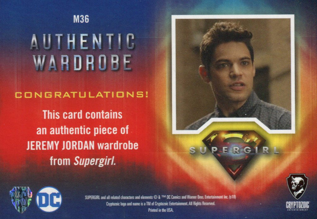 Supergirl Season 1 Jeremy Jordan as Winn Schott Wardrobe Costume Card M36   - TvMovieCards.com