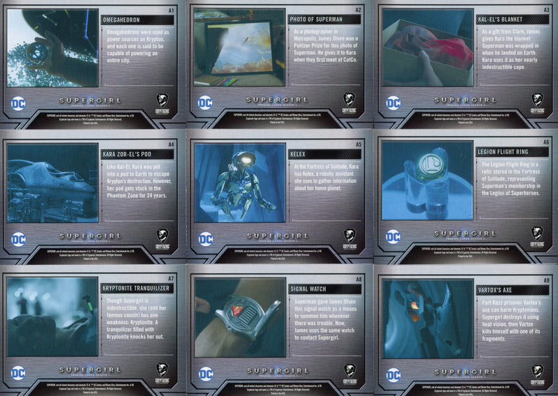 Supergirl Season 1 Artifacts Chase Card Set A1 thru A9  Cryptozoic 2018   - TvMovieCards.com