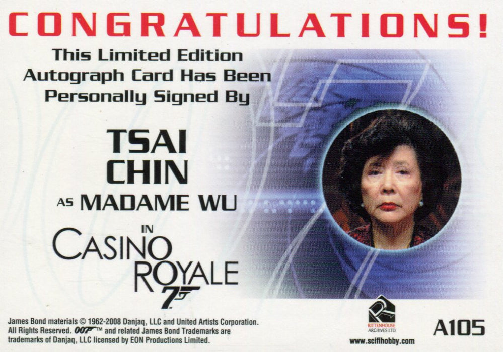 James Bond in Motion 2008 Tsai Chin as Madame Wu Autograph Card A105   - TvMovieCards.com