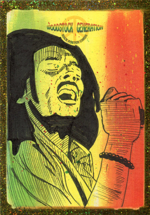 Woodstock Generation Rock Poster Color Sketch Card Bob Marley By Jason Hughes   - TvMovieCards.com