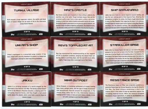2015 Star Wars Force Awakens Series 1 Locations Chase Card Set 9 Card Topps   - TvMovieCards.com