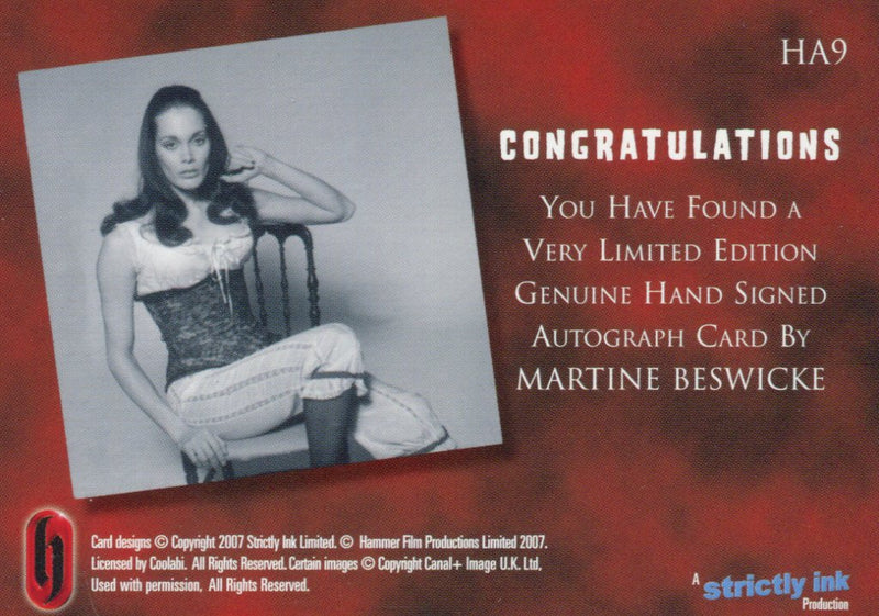 Hammer Horror Series 1 Martine Beswicke Autograph Card HA9 Strictly Ink   - TvMovieCards.com