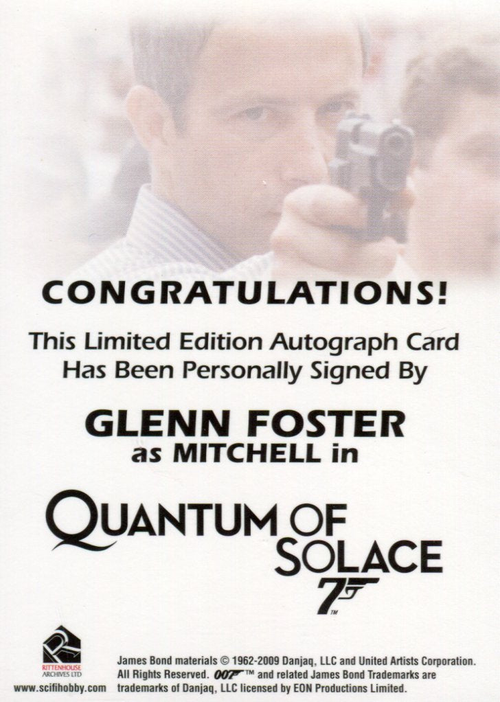 James Bond 2009 Archives Glenn Foster Autograph Card   - TvMovieCards.com