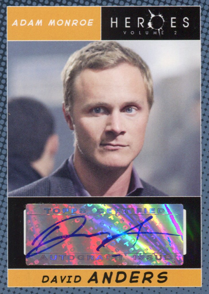 Heroes Volume 2 David Anders as Adam Monroe Autograph Card Topps 2008   - TvMovieCards.com