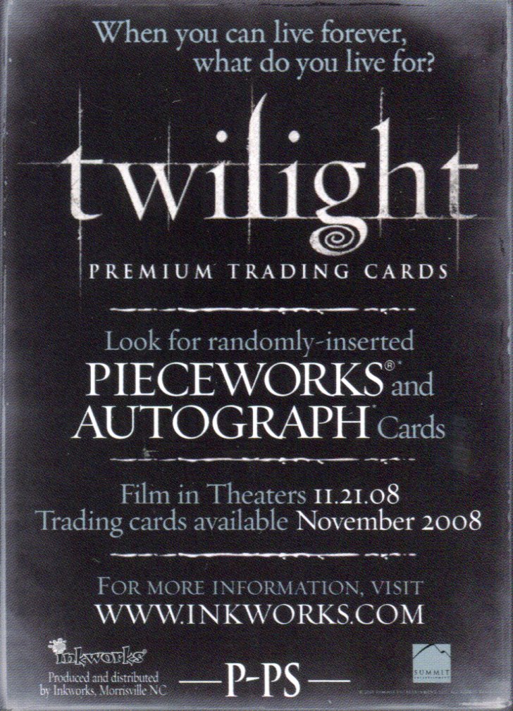 Twilight Premium Promo Card P-PS Inkworks 2008   - TvMovieCards.com