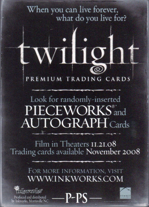 Twilight Premium Promo Card P-PS Inkworks 2008   - TvMovieCards.com