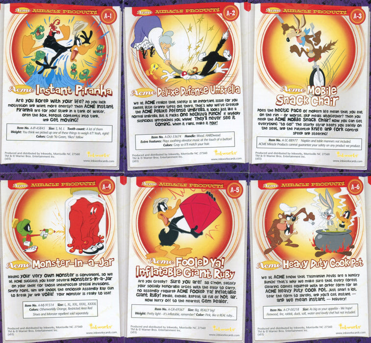 Looney Tunes Back In Action Movie ACME Miracle Products Chase Card Set A-1 A-6   - TvMovieCards.com