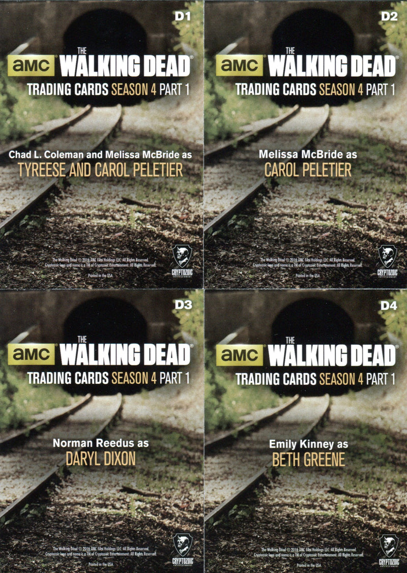Walking Dead Season 4 Part 1 Posters Chase Card Set D1 thru D4   - TvMovieCards.com