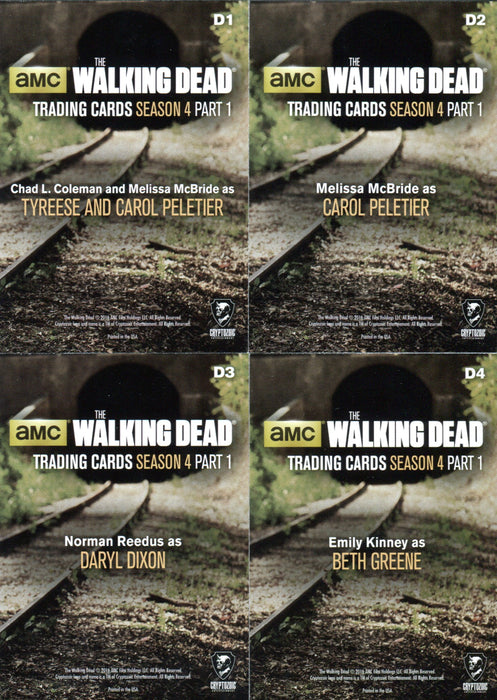 Walking Dead Season 4 Part 1 Posters Chase Card Set D1 thru D4   - TvMovieCards.com