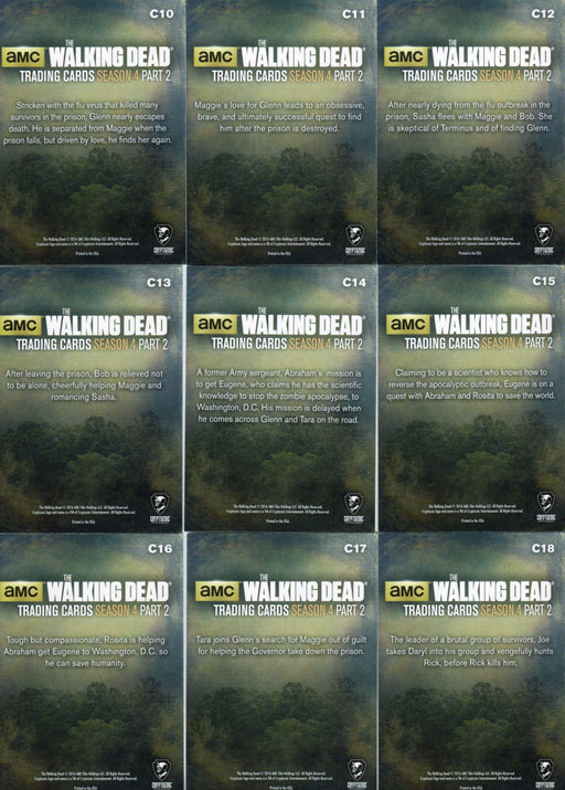 Walking Dead Season 4 Part 2 Character Bios Chase Card Set C10 thru C18   - TvMovieCards.com