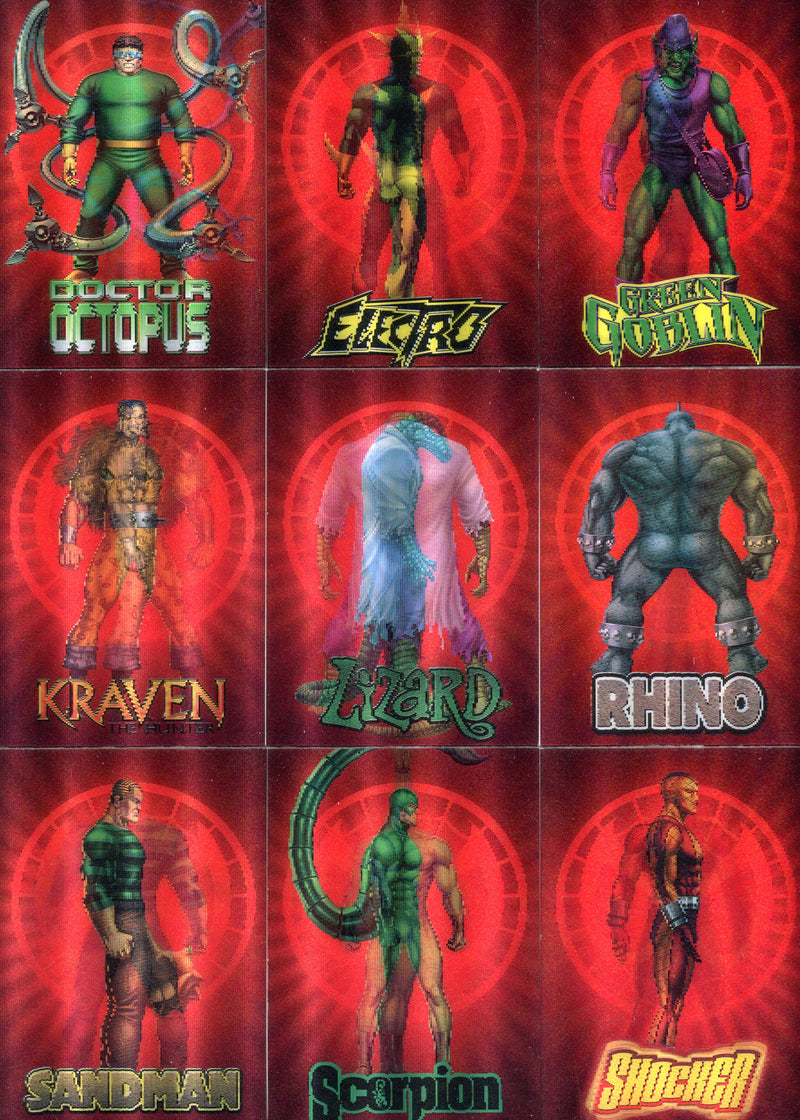 Spider-Man Archives Rogues Gallery Lenticular Motion Chase Card Set R1 thru R9   - TvMovieCards.com