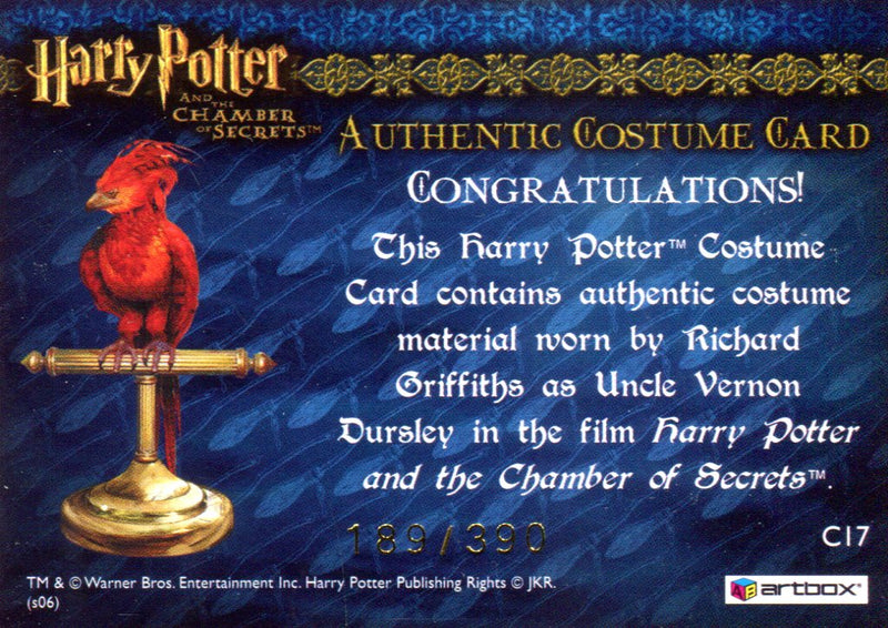 Harry Potter Chamber of Secrets Uncle Vernon's Suit Costume Card HP C17 189/390   - TvMovieCards.com