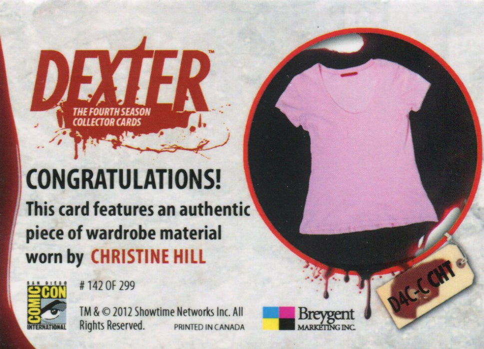 DEXTER Season 4 Wardrobe Costume Card Christine Hill D4C-C CHT #142/299   - TvMovieCards.com