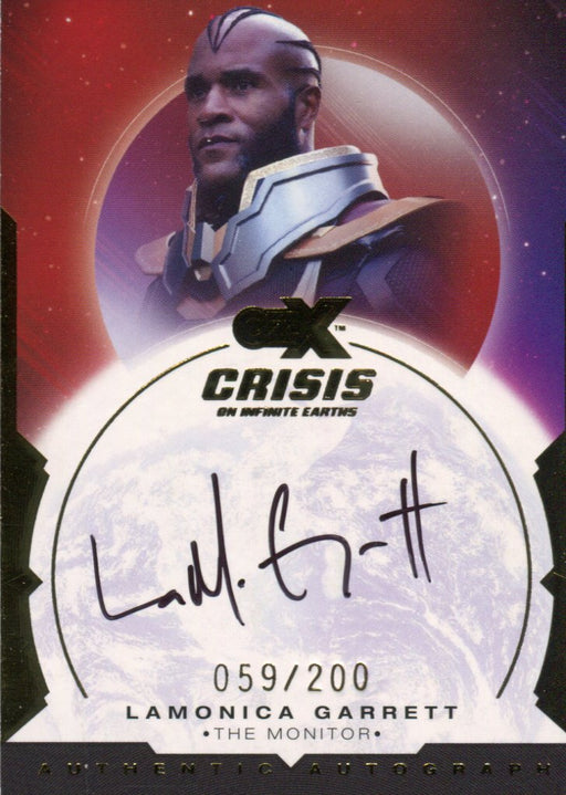 CZX Crisis Infinite Earths Lamonica Garrett Monitor Autograph Card LG-M 059/200   - TvMovieCards.com