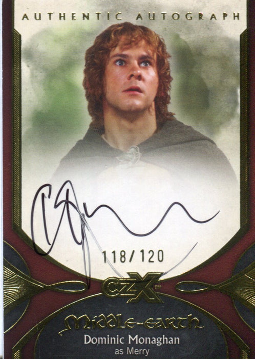 CZX Middle Earth Dominic Monaghan as Merry Lord of Rings Autograph Card DM-M1   - TvMovieCards.com