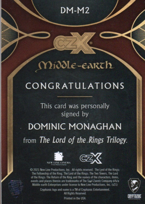 CZX Middle Earth Dominic Monaghan as Merry Autograph Card DM-M2 #067/150   - TvMovieCards.com