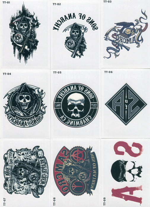 Sons of Anarchy Seasons 1 - 3 Temporary Tattoos Chase Card Set TT01-TT09   - TvMovieCards.com