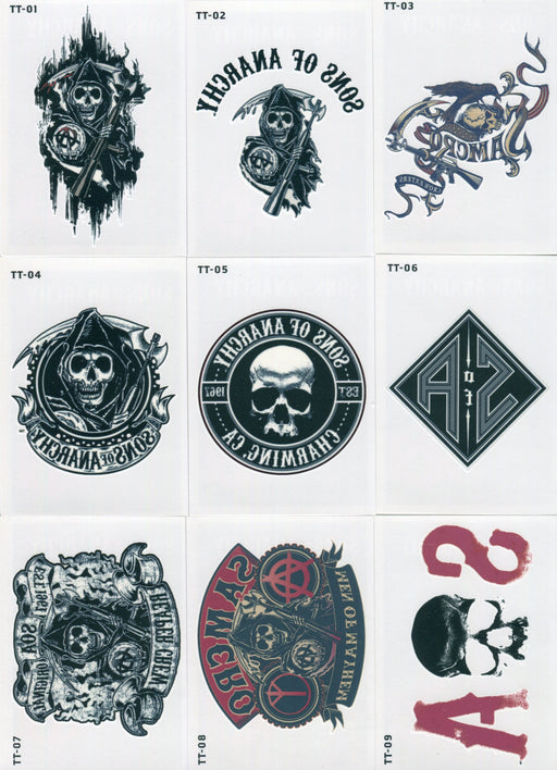 Sons of Anarchy Seasons 1 - 3 Temporary Tattoos Chase Card Set TT01-TT09   - TvMovieCards.com