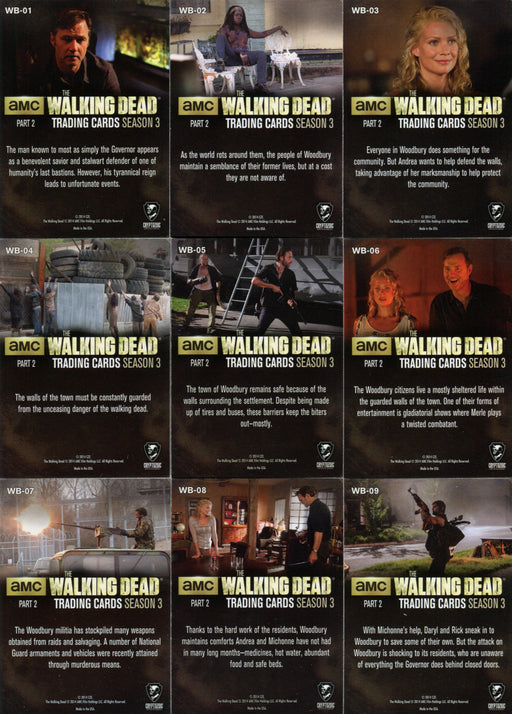 Walking Dead Season 3 Part 2 Woodbury Chase Card Set WB-01 thru WB-09   - TvMovieCards.com