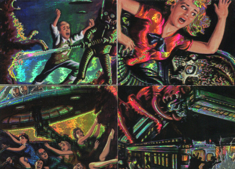 Mars Attacks Archives 1994 Matrix Foil Chase Card Set 1 thru 4   - TvMovieCards.com