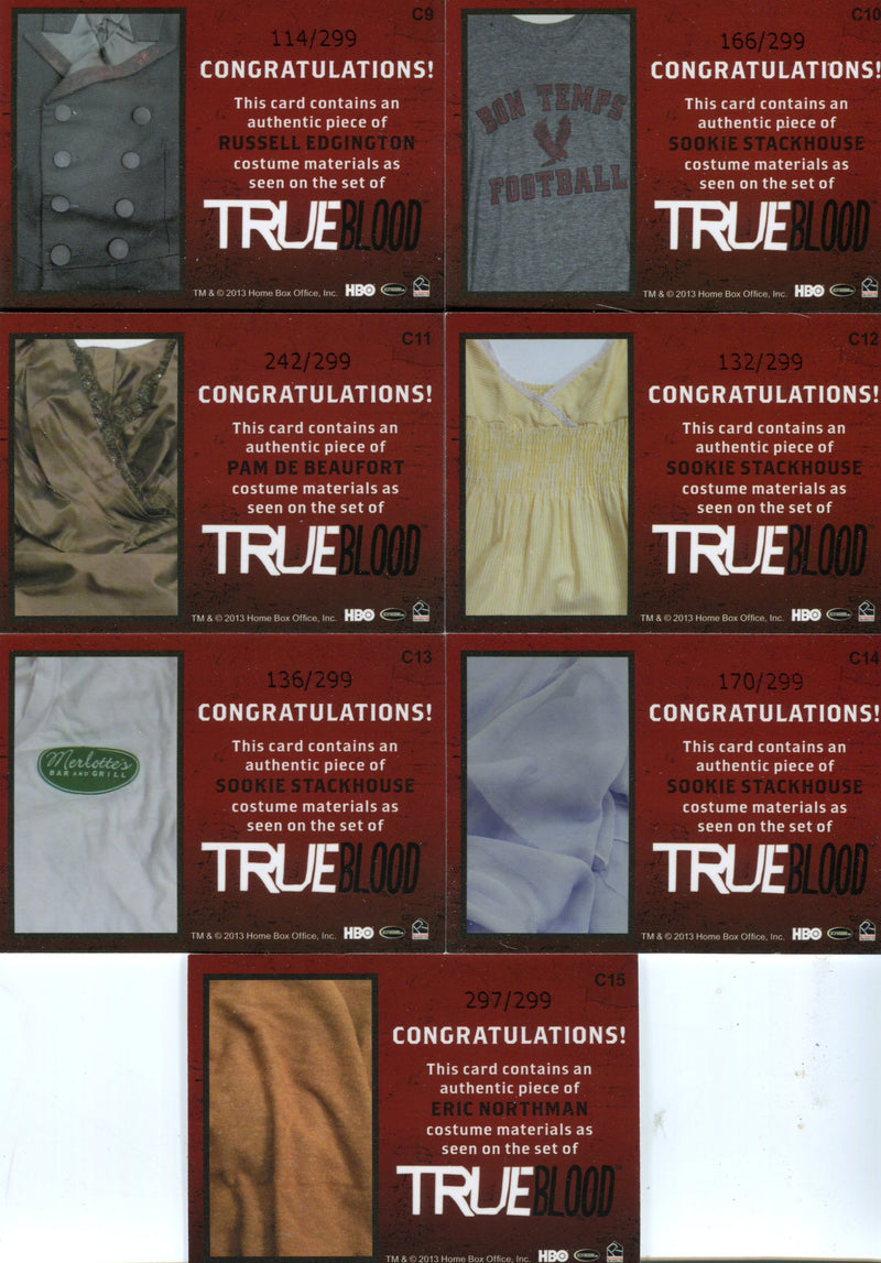 True Blood Archives Costume Card Set 15 Cards Rittenhouse 2013   - TvMovieCards.com