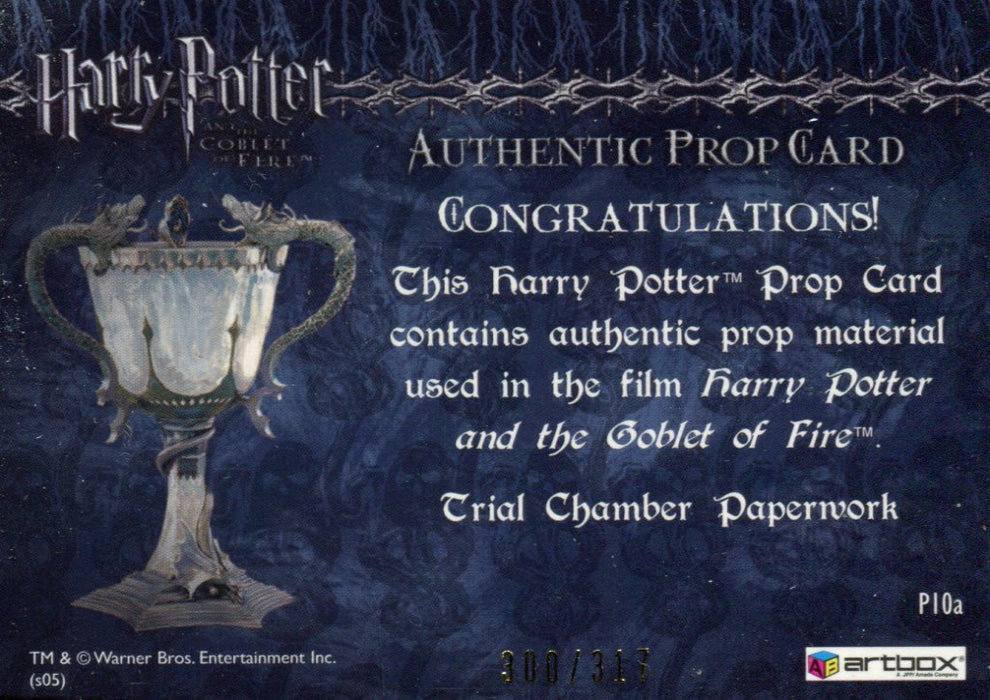 Harry Potter Goblet Fire Trial Chamber Paperwork Prop Card HP P10a #300/317   - TvMovieCards.com