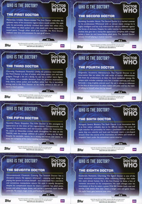 Doctor Who 2015 Topps Who Is the Doctor? Chase Card Set D-1 thru D-12   - TvMovieCards.com