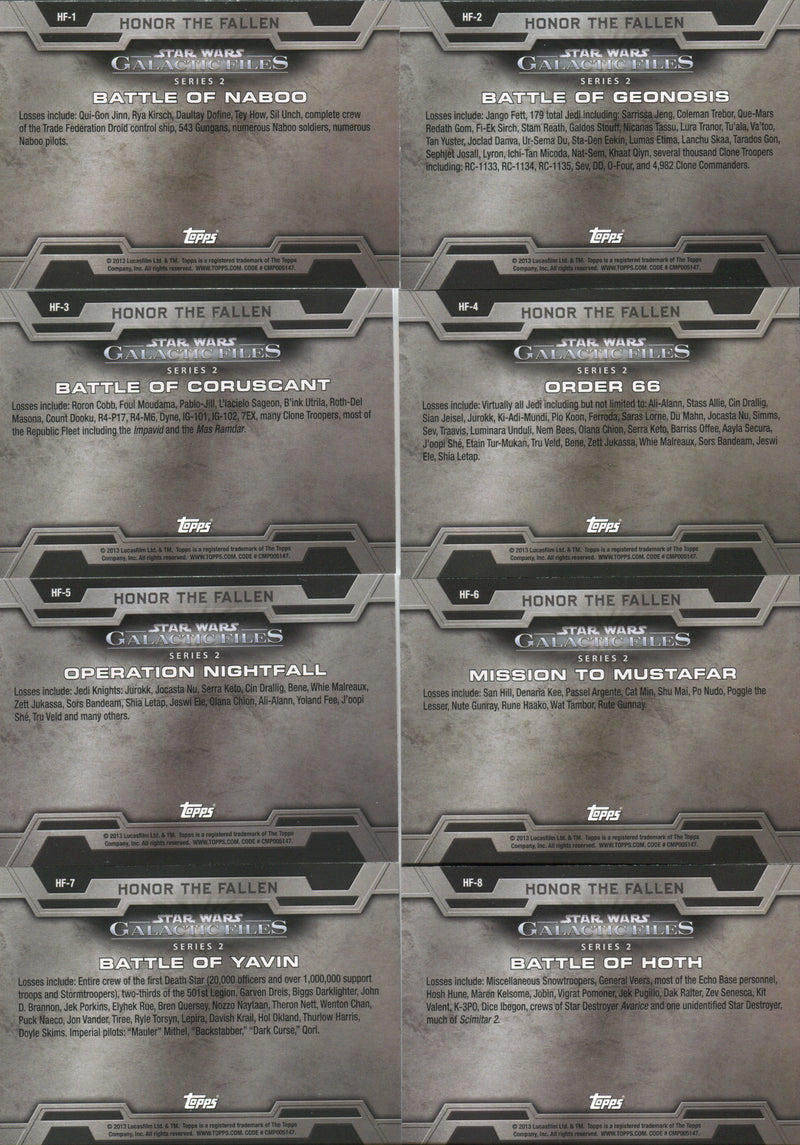 Star Wars Galactic Files Series 2 Honor the Fallen Chase Card Set HF1 thru HF10   - TvMovieCards.com
