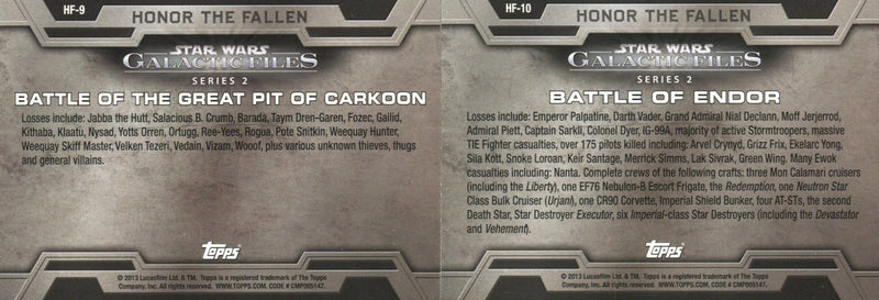 Star Wars Galactic Files Series 2 Honor the Fallen Chase Card Set HF1 thru HF10   - TvMovieCards.com