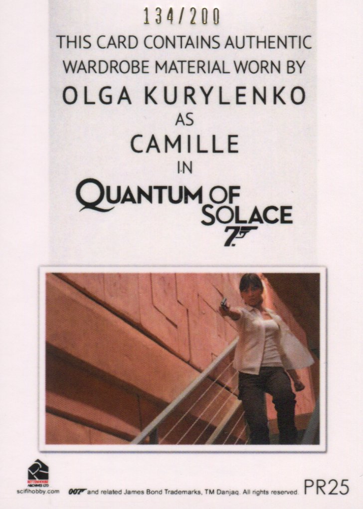 James Bond Archives Final Edition 2017 Relic Costume Card PR25 #134/200   - TvMovieCards.com