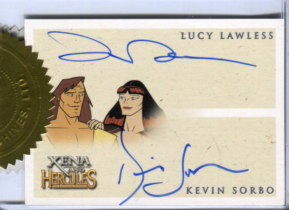 Xena & Hercules Animated Adventures Lawless Sorbo Double Autograph Card   - TvMovieCards.com