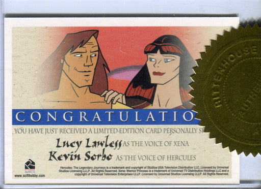 Xena & Hercules Animated Adventures Lawless Sorbo Double Autograph Card   - TvMovieCards.com