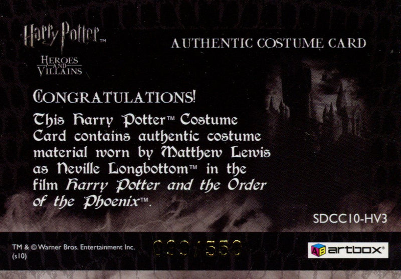 Harry Potter Heroes & Villains Neville Costume Card HP SDCC10-HV3 #099/550   - TvMovieCards.com