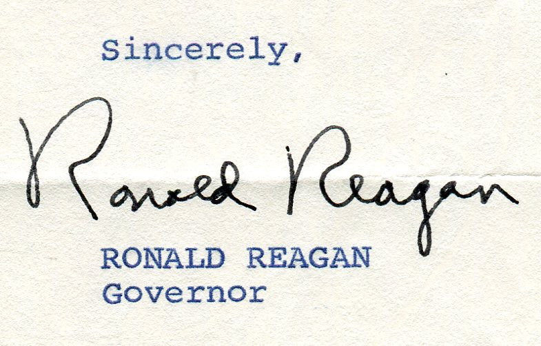 Original Signature Letter Governor Ronald Reagan October 10, 1969   - TvMovieCards.com
